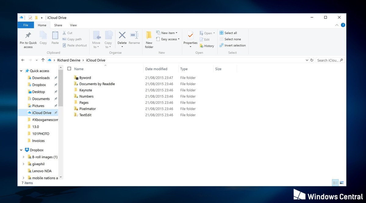 iCloud Drive in Windows 10