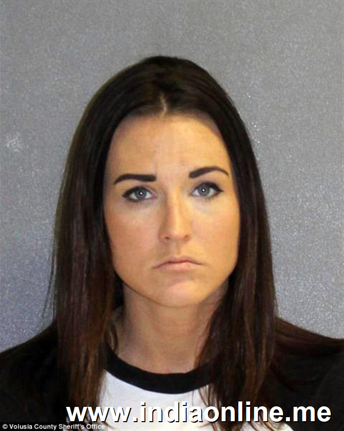 The 26-year-old is pictured in her mugshot on Wednesday, February 28. She is facing one count of lewd and lascivious behavior and one count of transmission of harmful materials to a minor